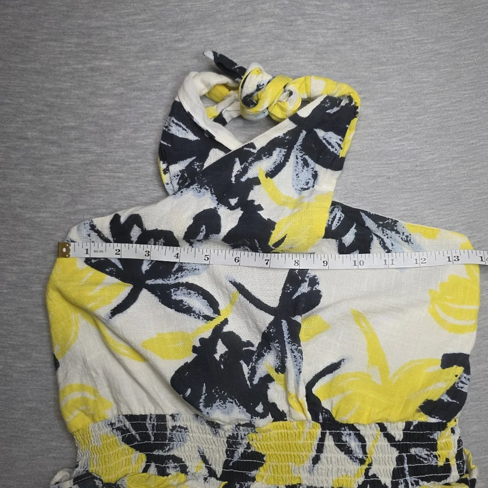 Walter Baker Yellow and Black Floral Halter Top Midi Dress Size Medium - Picture 8 of 10